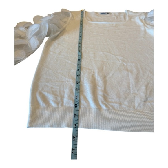 Sioni White Full Embellished Sleeves Sweater Exaggerated Sleeves XL Maximalist - Picture 6 of 16